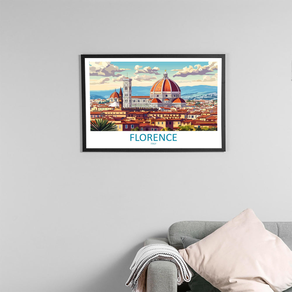 Florence Italy Landscape Travel Poster Scenic City Wall Art Renaissance Architecture Print Europe Decor Historic Florence Artwork