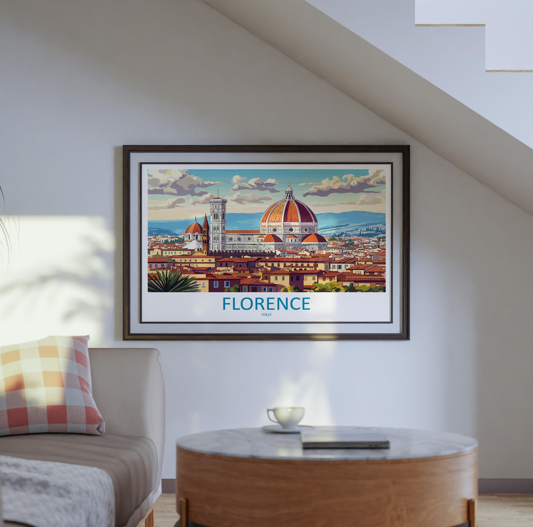 Florence Italy Landscape Travel Poster Scenic City Wall Art Renaissance Architecture Print Europe Decor Historic Florence Artwork
