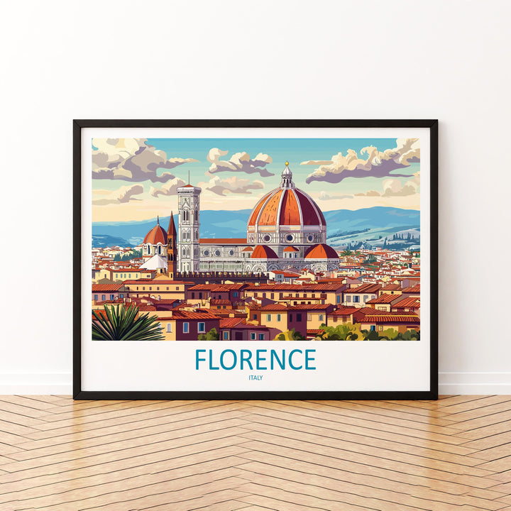 Florence Italy Landscape Travel Poster Scenic City Wall Art Renaissance Architecture Print Europe Decor Historic Florence Artwork