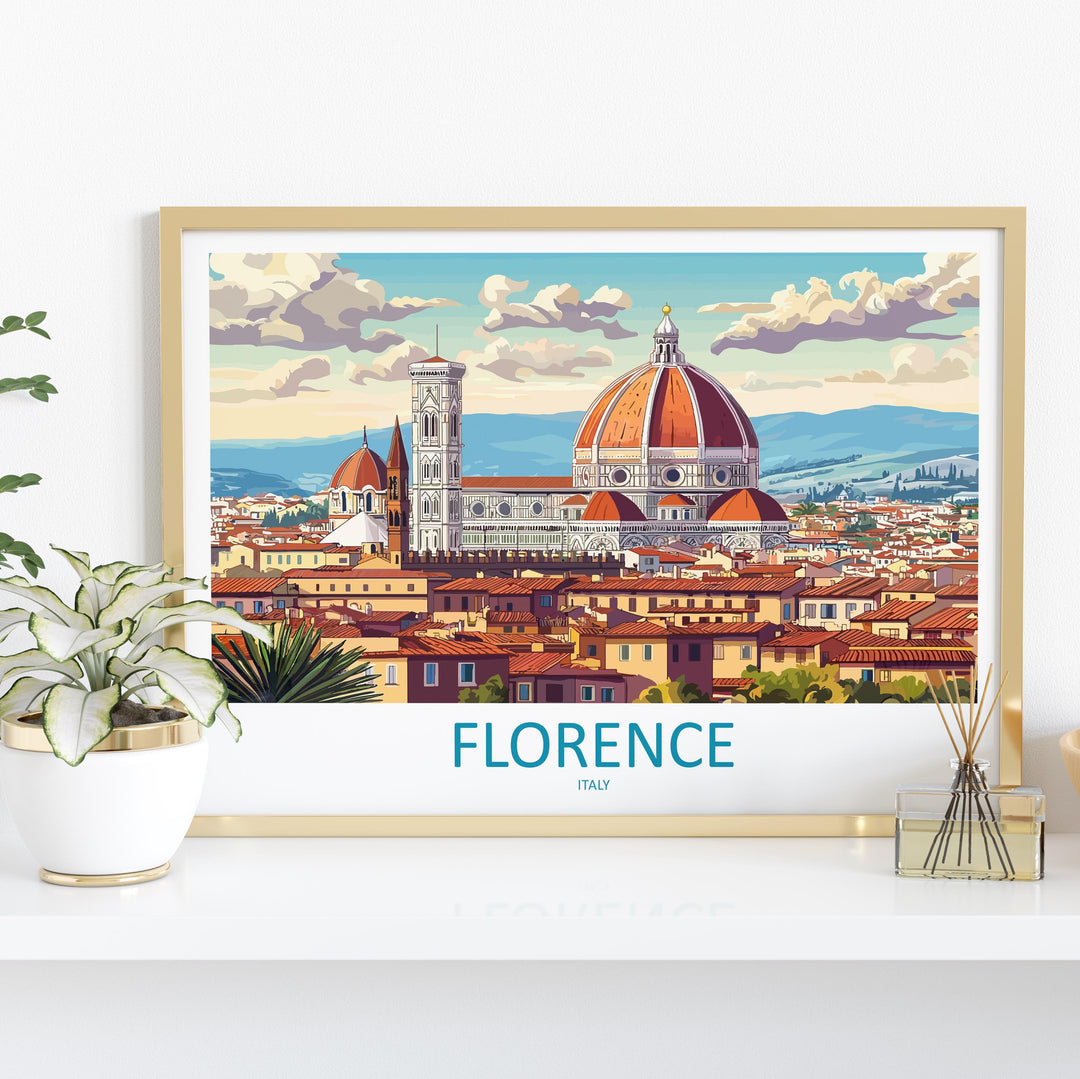 Florence Italy Landscape Travel Poster Scenic City Wall Art Renaissance Architecture Print Europe Decor Historic Florence Artwork