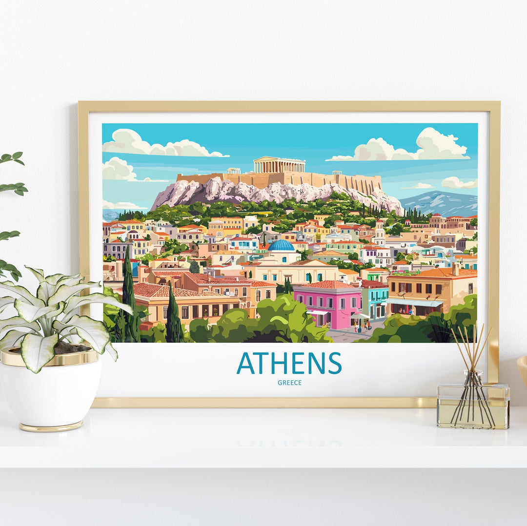 Athens Greece Landscape Travel Poster Scenic City Wall Art Ancient Acropolis Architecture Print Europe Decor Historic Athens Artwork