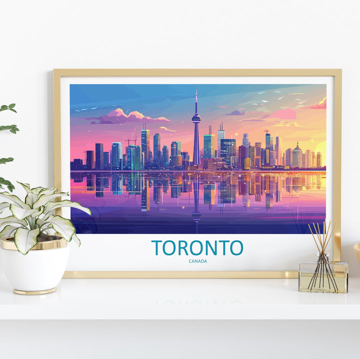 Toronto Canada Landscape Travel Poster Scenic City Skyline Wall Art Modern Architecture Print Ontario Decor Toronto Urban Artwork
