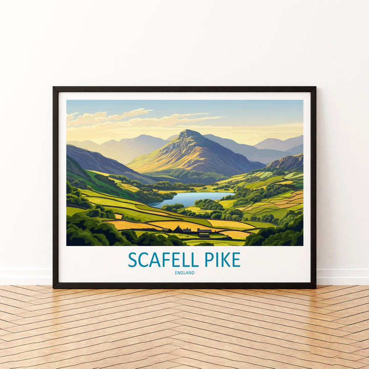 Scafell Pike England Landscape Travel Poster Scenic Mountain Lake District Wall Art UK Nature Print British Peaks Decor Adventure Artwork