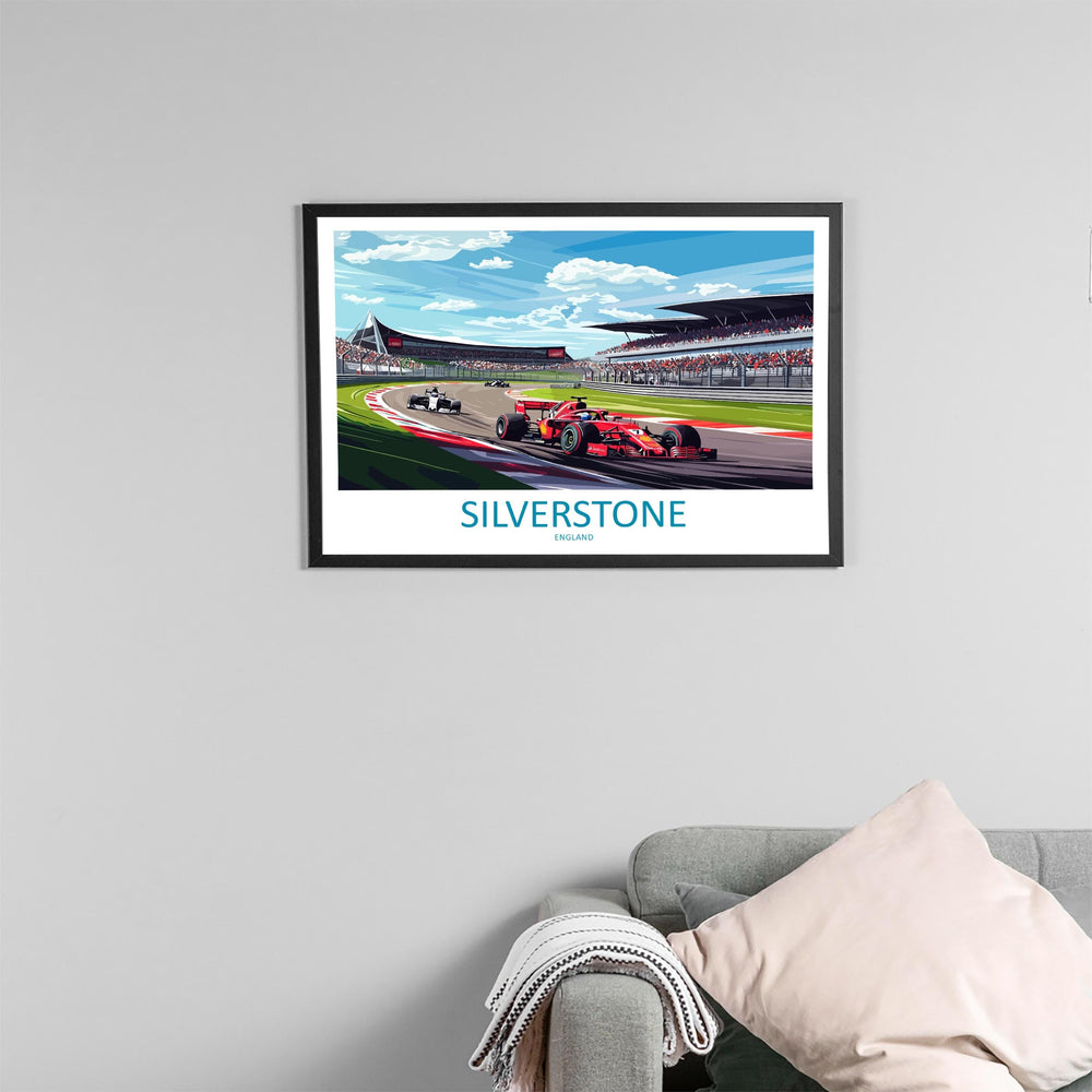Silverstone England Landscape Travel Poster Scenic Racetrack Motorsport Wall Art UK Circuit Print Europe Decor Silverstone Track Artwork