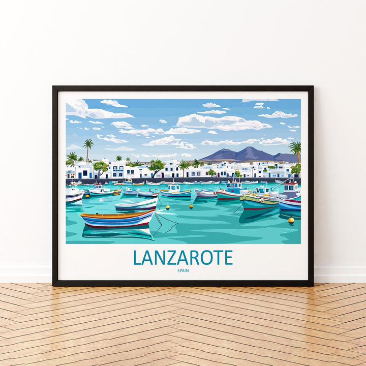 Lanzarote Spain Landscape Travel Poster Scenic Volcanic Island Wall Art Canary Coast Print Europe Decor Beautiful Lanzarote Artwork