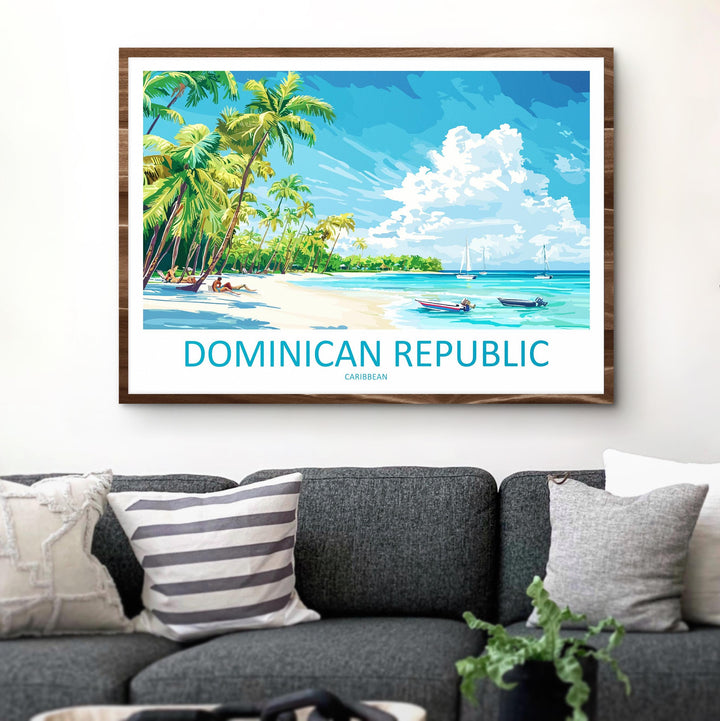 Dominican Republic Landscape Travel Poster Scenic Tropical Coastline Wall Art Caribbean Beaches Print Island Decor Dominican Artwork