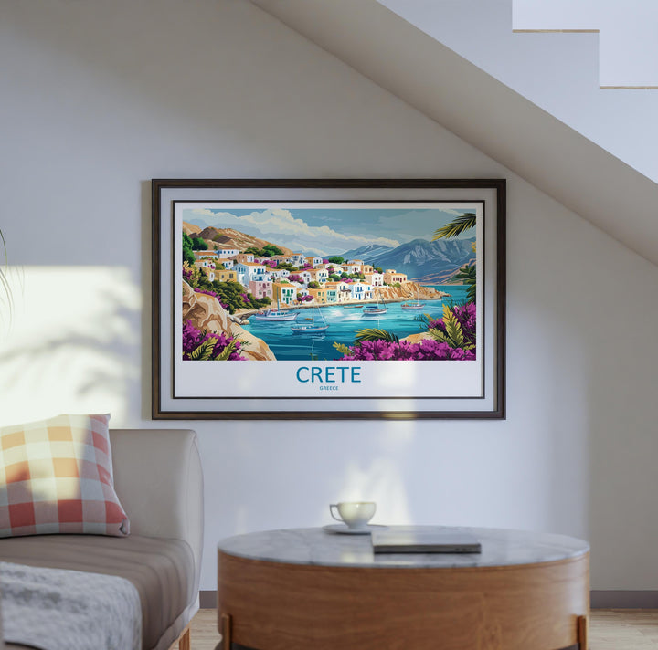 Crete Greece Landscape Travel Poster Scenic Island Coastline Wall Art Mediterranean Beaches Print Europe Decor Beautiful Crete Artwork