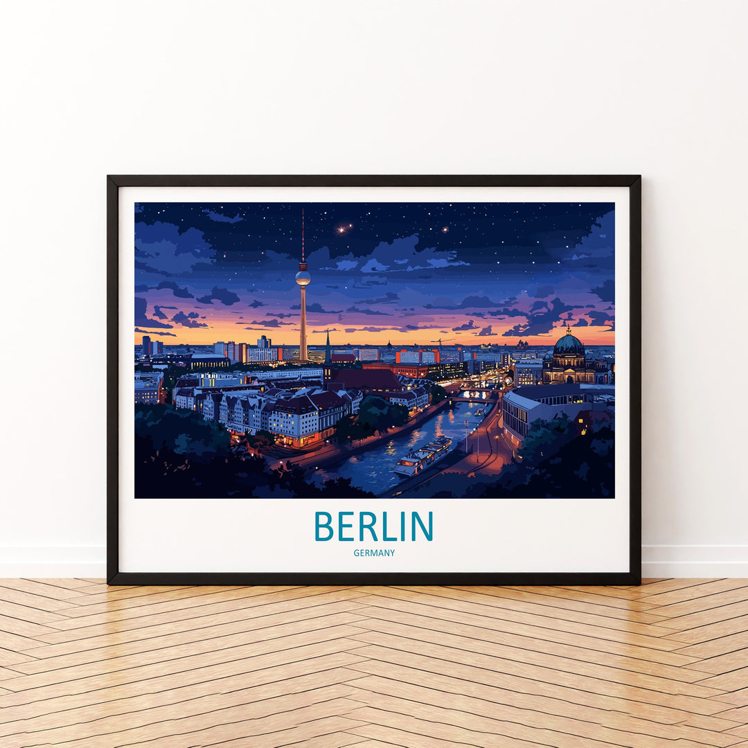 Berlin Germany Landscape Travel Poster Scenic City Skyline Wall Art Modern Landmarks Print Europe Decor Historic Berlin Artwork
