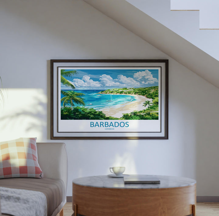 Barbados Landscape Travel Poster Scenic Caribbean Coastline Wall Art Tropical Beaches Print Island Decor Beautiful Barbados Artwork