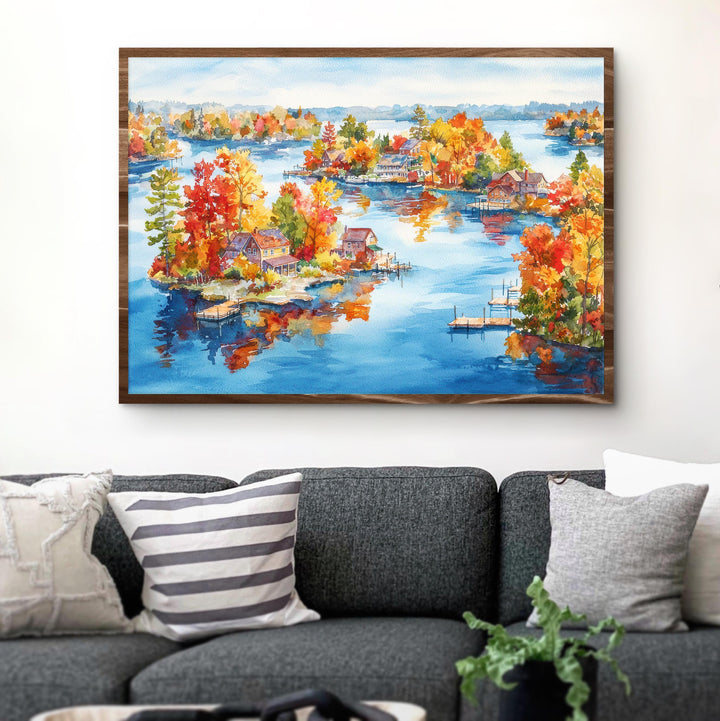 Thousand Islands Watercolor Poster New York Travel Print Landscape Painting Coastal Wall Art Lake Ontario Souvenir