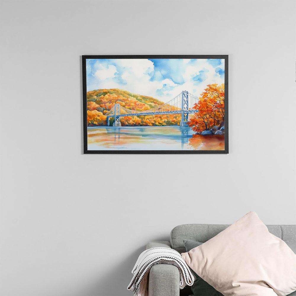 Hudson River Valley New York Watercolor Poster Hudson Travel Print Landscape Painting Wall Art Upstate Souvenir