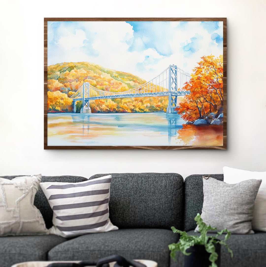 Hudson River Valley New York Watercolor Poster Hudson Travel Print Landscape Painting Wall Art Upstate Souvenir