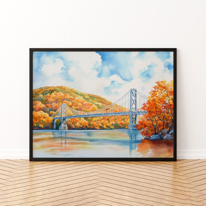 Hudson River Valley New York Watercolor Poster Hudson Travel Print Landscape Painting Wall Art Upstate Souvenir