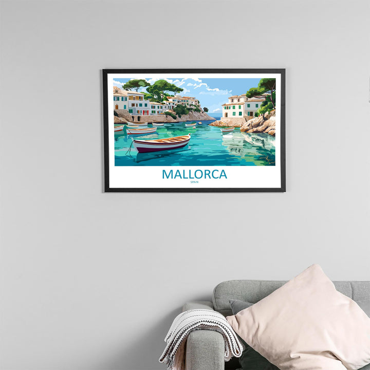 Mallorca Spain Landscape Travel Poster Scenic Island Coastline Wall Art Mediterranean Beaches Print Europe Decor Beautiful Mallorca Artwork
