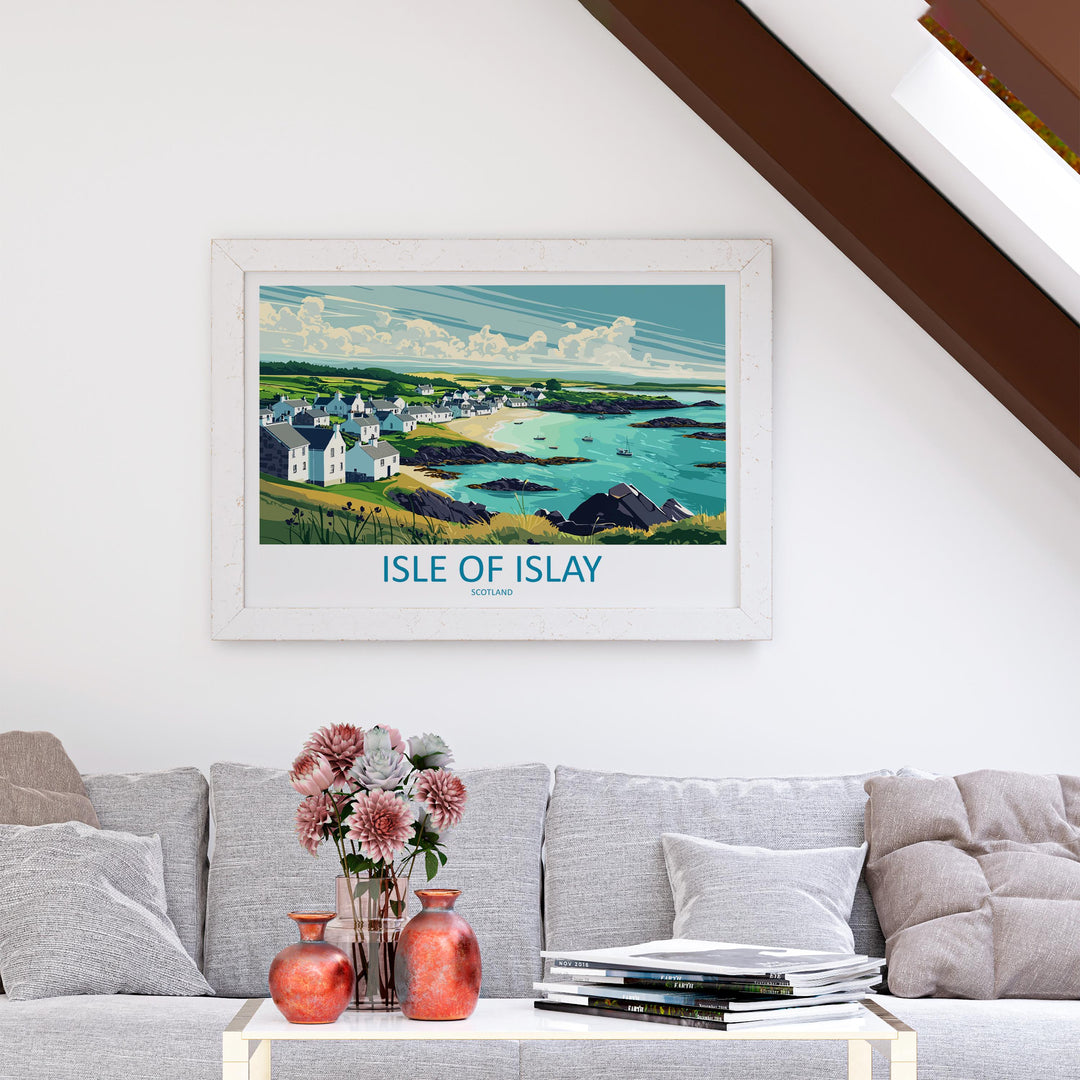 Isle of Islay Scotland Landscape Travel Poster Scenic Hebrides Coastline Wall Art Whisky Island Print UK Decor Beautiful Islay Artwork
