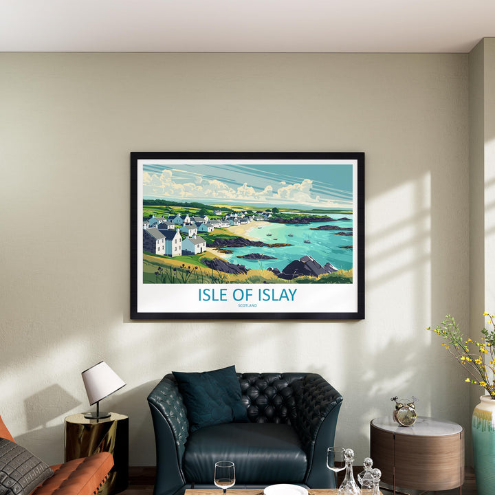 Isle of Islay Scotland Landscape Travel Poster Scenic Hebrides Coastline Wall Art Whisky Island Print UK Decor Beautiful Islay Artwork