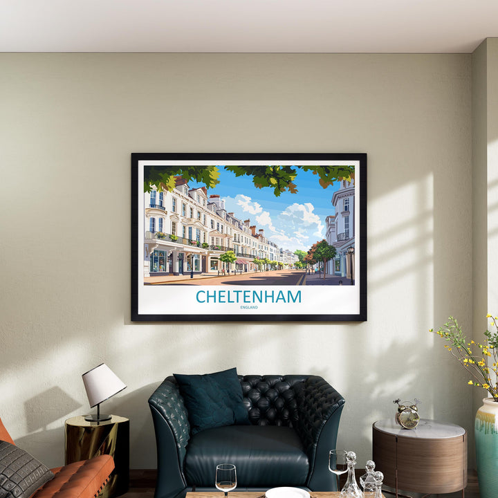 Cheltenham England Landscape Travel Poster Scenic Regency Town Wall Art Elegant Architecture Print UK Decor Beautiful Cheltenham Artwork