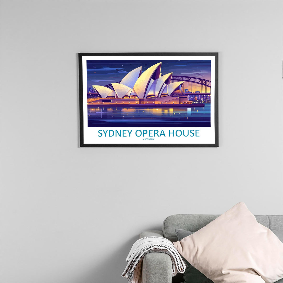 Sydney Opera House Australia Landscape Travel Poster Scenic Harbour Skyline Wall Art Iconic Landmark Print Decor Beautiful Sydney Artwork