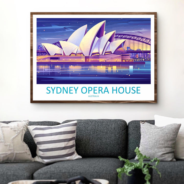 Sydney Opera House Australia Landscape Travel Poster Scenic Harbour Skyline Wall Art Iconic Landmark Print Decor Beautiful Sydney Artwork