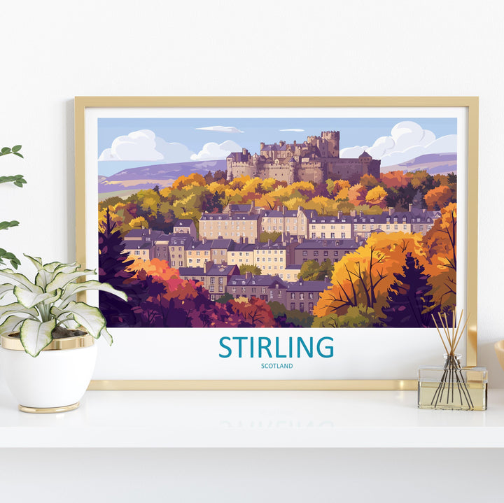 Stirling Scotland Landscape Travel Poster Scenic Castle City Wall Art Historic Highlands Print UK Decor Beautiful Stirling Artwork