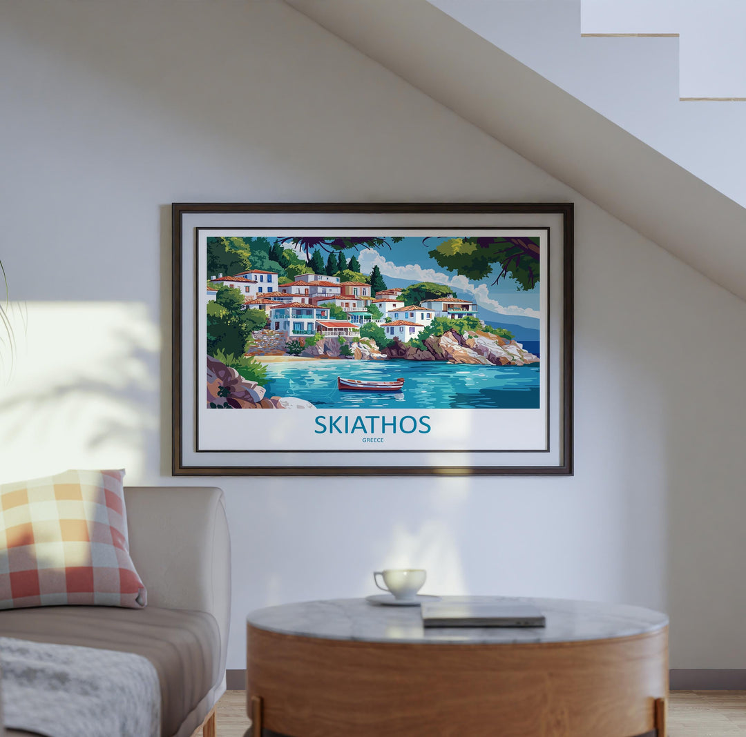 Skiathos Greece Landscape Travel Poster Scenic Island Coastline Wall Art Mediterranean Beaches Print Europe Decor Beautiful Skiathos Artwork