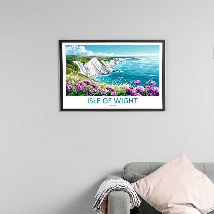 Isle of Wight England Landscape Travel Poster Scenic Coastal Island Wall Art The Needles Cliffs Print UK Decor Beautiful Isle of Wigh