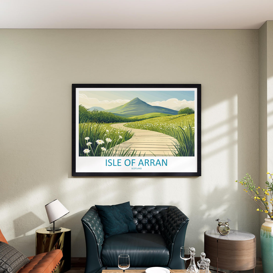 Isle of Arran Scotland Landscape Travel Poster Scenic Island Mountains Wall Art Rugged Coastline Print UK Decor Beautiful Arran Artwork