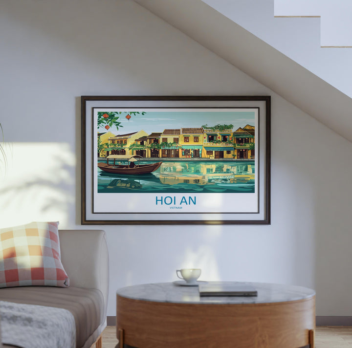 Hoi An Vietnam Landscape Travel Poster Scenic Lantern Town Wall Art Riverside Old Quarter Print Asia Decor Beautiful Hoi An Artwork