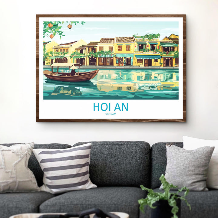 Hoi An Vietnam Landscape Travel Poster Scenic Lantern Town Wall Art Riverside Old Quarter Print Asia Decor Beautiful Hoi An Artwork