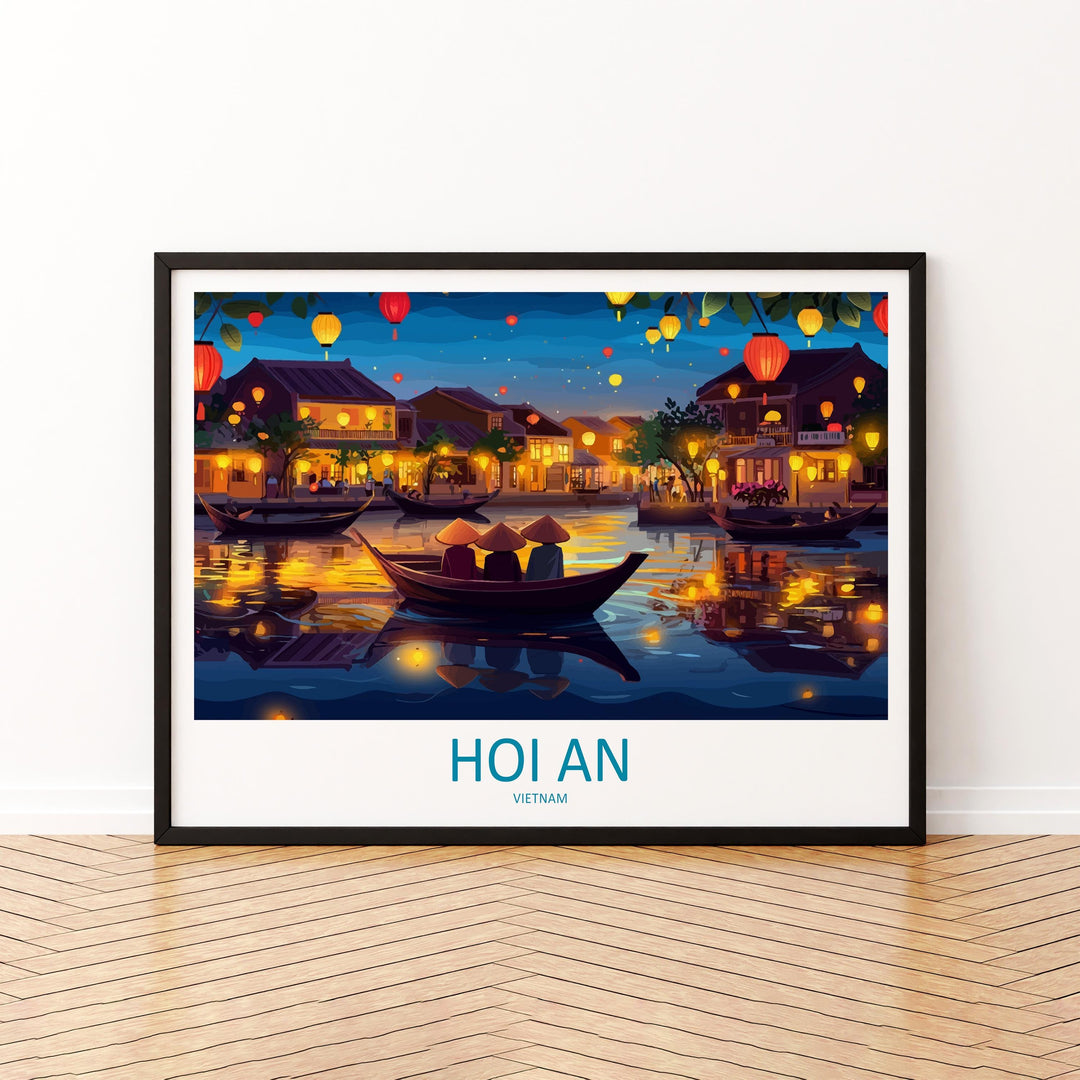 Hoi An Vietnam Landscape Travel Poster Scenic Lantern Town Wall Art Riverside Old Quarter Print Asia Decor Beautiful Hoi An Artwork