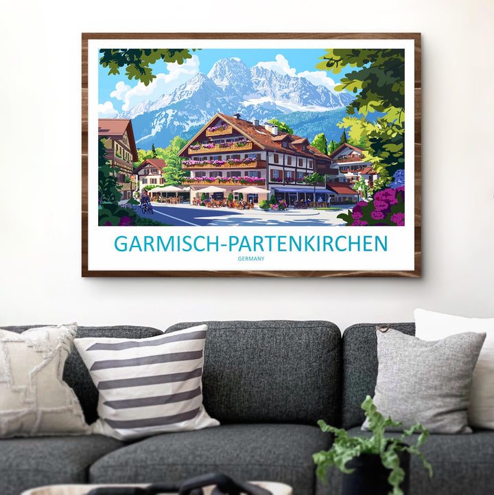 Garmisch Partenkirchen Germany Landscape Travel Poster Scenic Bavarian Alps Wall Art Mountain Village Print Europe Decor Beautiful Garmisch