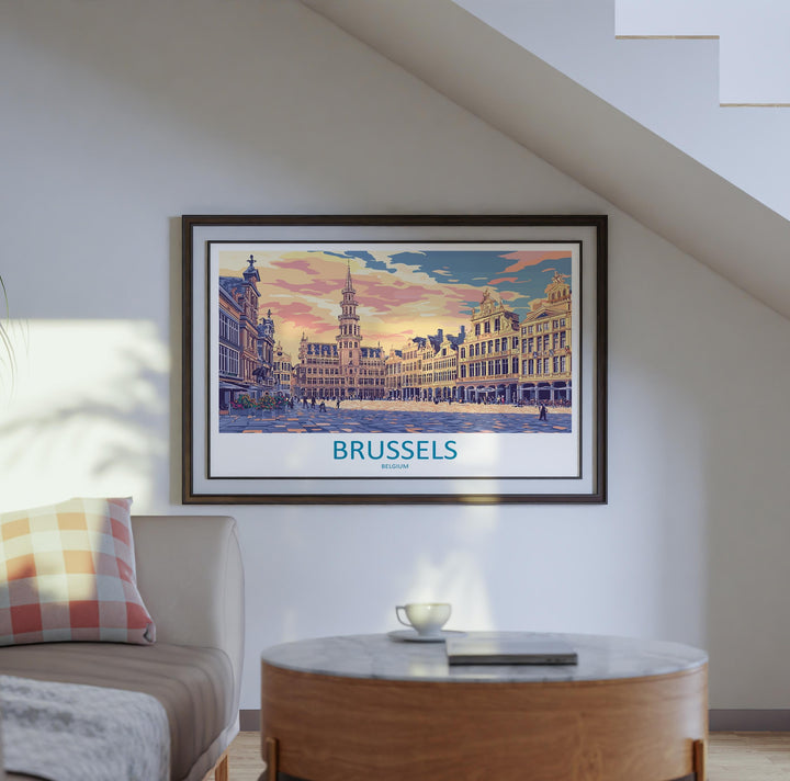 Brussels Belgium Landscape Travel Poster Scenic European Capital Wall Art Grand Place Print City Architecture Decor Beautiful Brussels