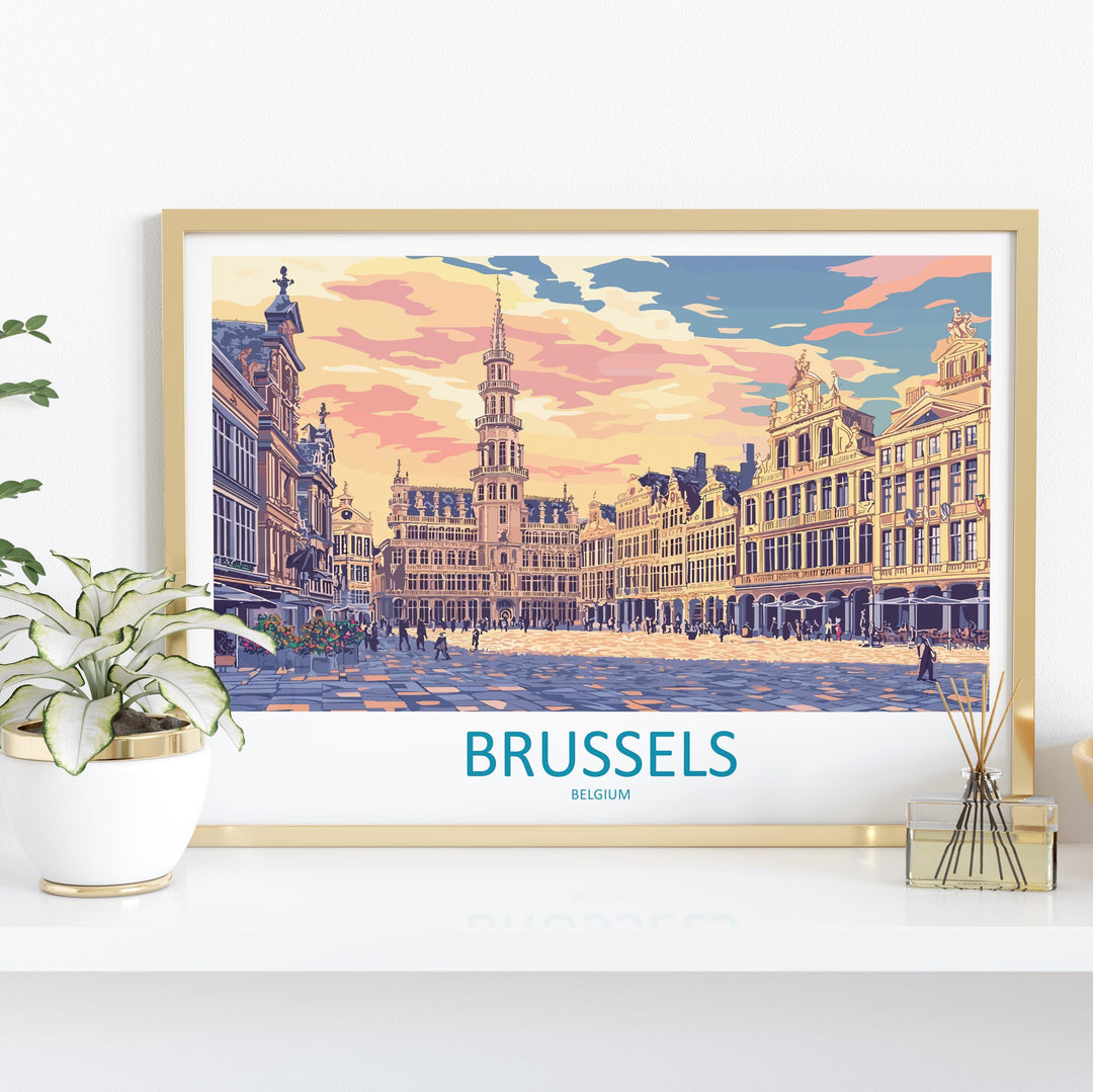 Brussels Belgium Landscape Travel Poster Scenic European Capital Wall Art Grand Place Print City Architecture Decor Beautiful Brussels