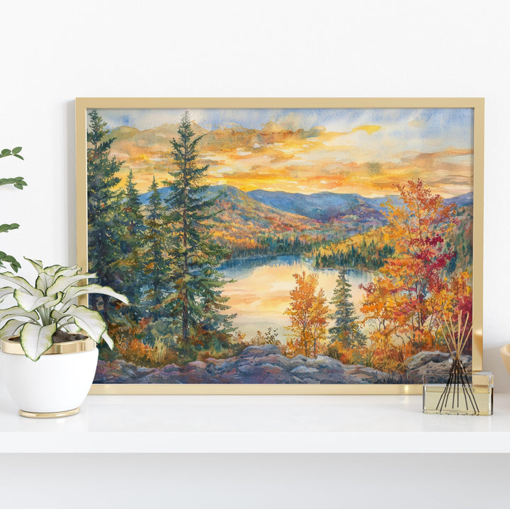 Catskills Mountains New York Watercolor Poster Catskills Travel Print Mountain Landscape Painting Wall Art Upstate Souvenir