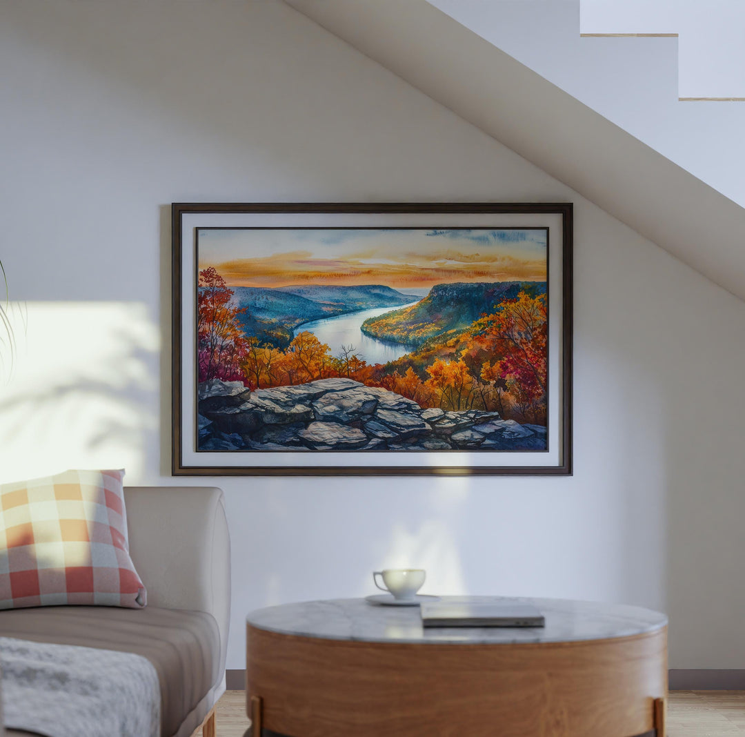 Bear Mountain State Park New York Watercolor Poster Hudson Valley Travel Print Landscape Painting Wall Art Upstate Souvenir