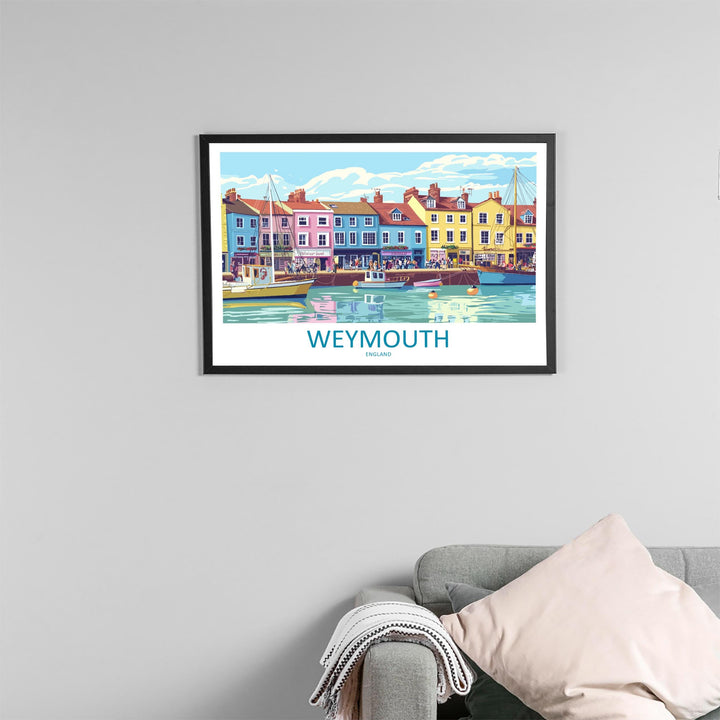 Weymouth England Landscape Travel Poster Scenic Dorset Coastline Wall Art Harbour Beachfront Print UK Decor Beautiful Weymouth Artwork