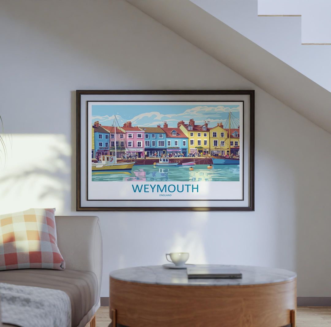 Weymouth England Landscape Travel Poster Scenic Dorset Coastline Wall Art Harbour Beachfront Print UK Decor Beautiful Weymouth Artwork