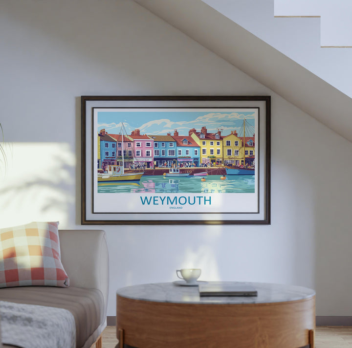 Weymouth England Landscape Travel Poster Scenic Dorset Coastline Wall Art Harbour Beachfront Print UK Decor Beautiful Weymouth Artwork