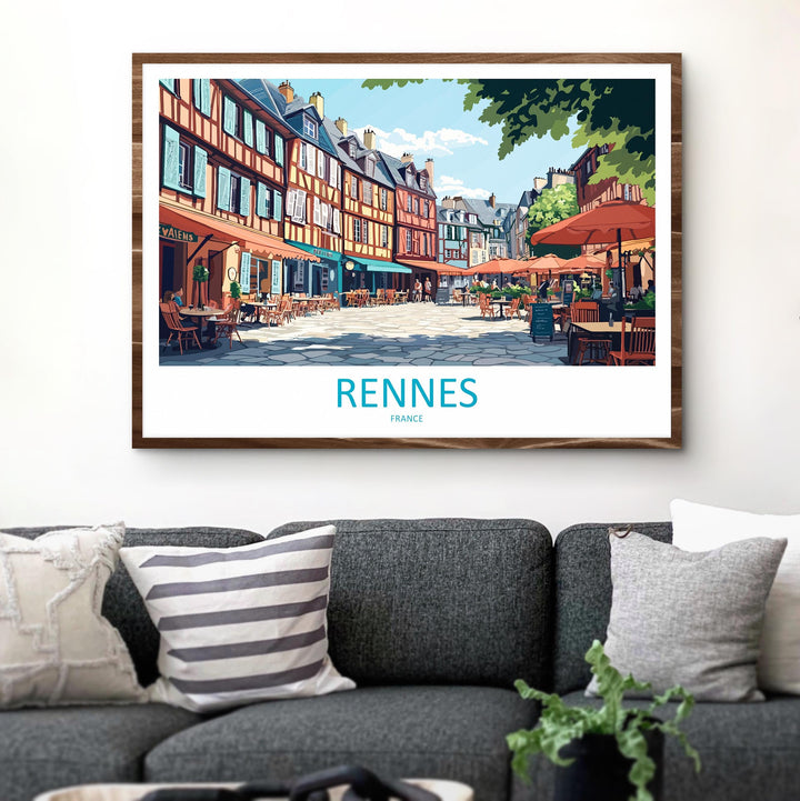 Rennes France Landscape Travel Poster Scenic Brittany City Wall Art Historic Architecture Print Europe Decor Beautiful Rennes Artwork