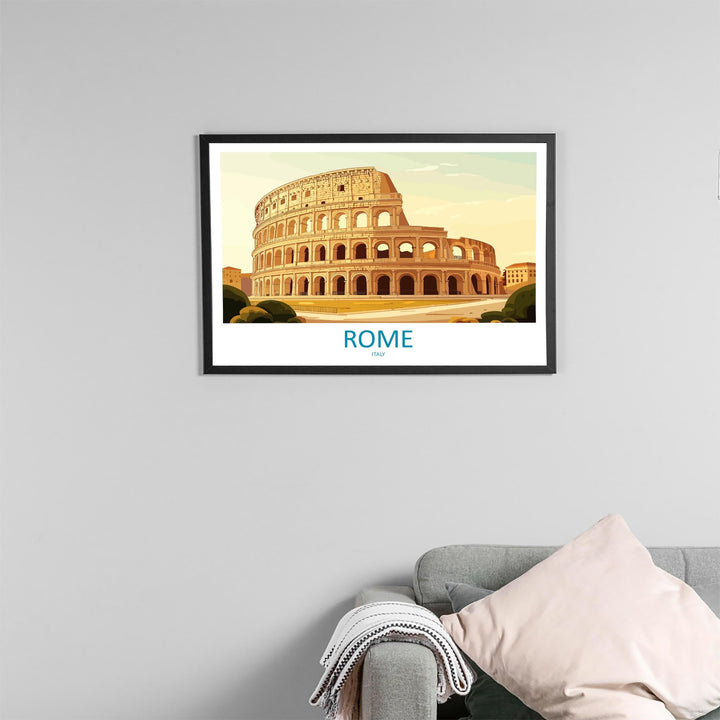 Rome Italy Landscape Travel Poster Scenic City Wall Art Ancient Architecture Print European Decor Historic Rome Cityscape Artwork