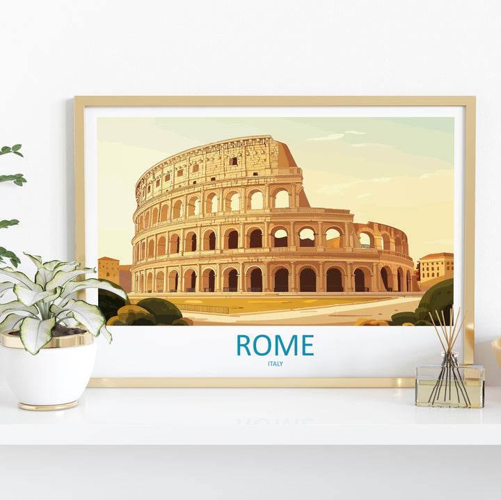 Rome Italy Landscape Travel Poster Scenic City Wall Art Ancient Architecture Print European Decor Historic Rome Cityscape Artwork