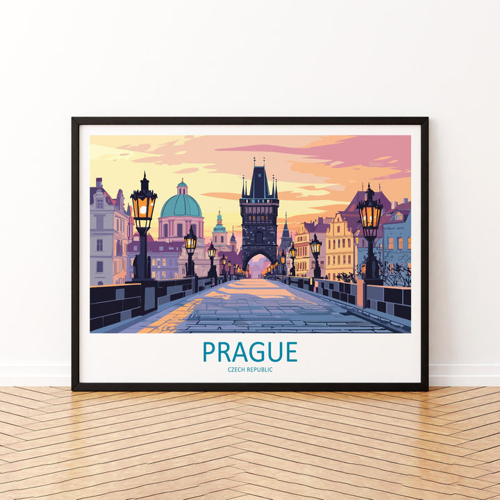 Prague Czech Republic Landscape Travel Poster Scenic City Wall Art Historic Architecture Print Europe Decor Old Town Artwork