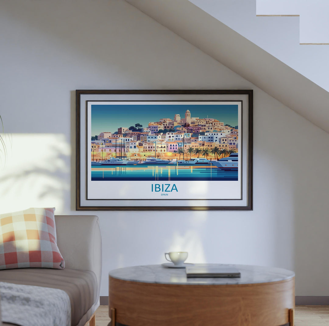 Ibiza Spain Landscape Travel Poster Scenic Island Coast Wall Art Mediterranean Print Europe Decor Sunset Ibiza Cityscape Artwork