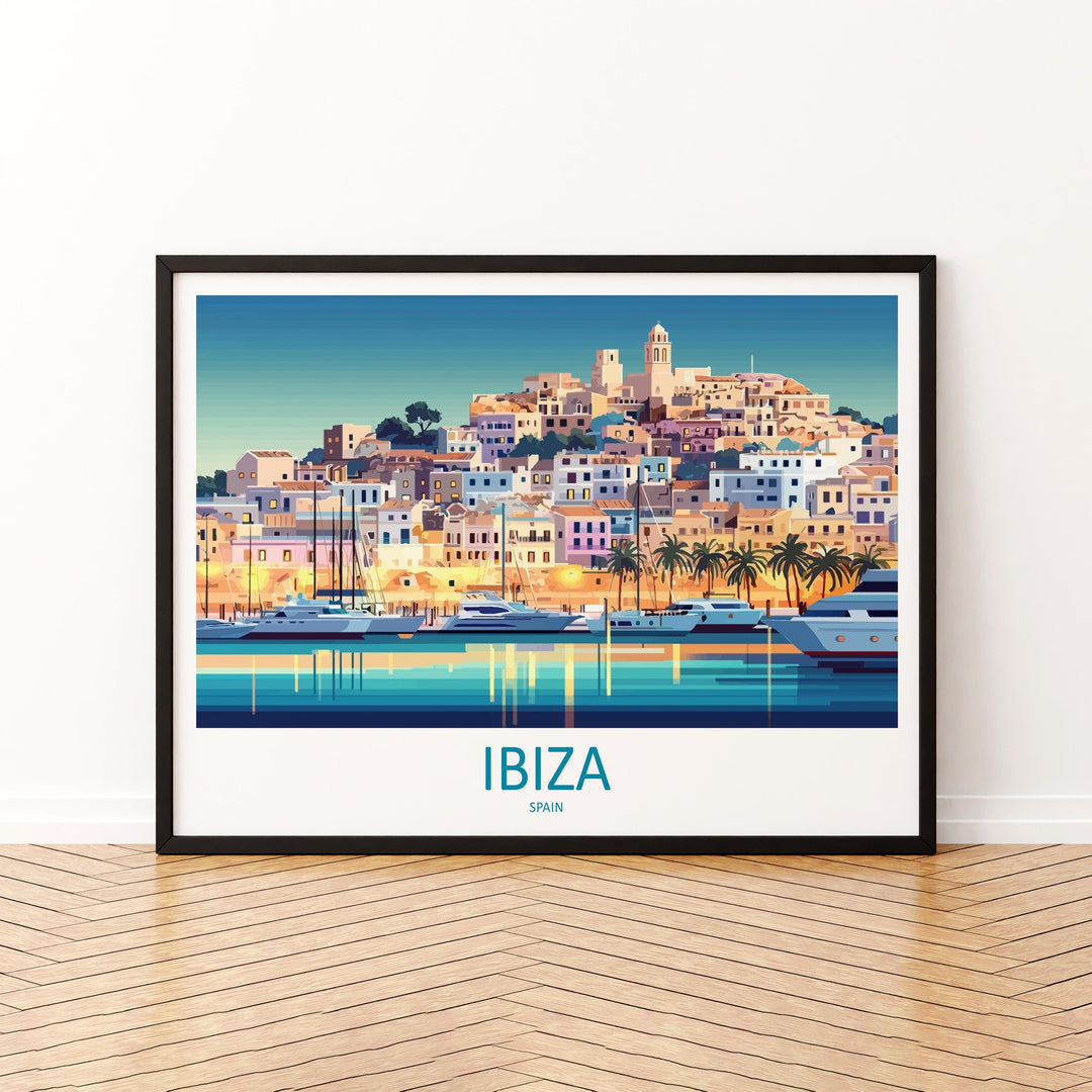 Ibiza Spain Landscape Travel Poster Scenic Island Coast Wall Art Mediterranean Print Europe Decor Sunset Ibiza Cityscape Artwork