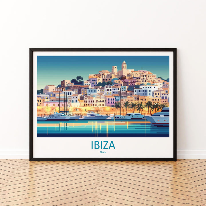 Ibiza Spain Landscape Travel Poster Scenic Island Coast Wall Art Mediterranean Print Europe Decor Sunset Ibiza Cityscape Artwork