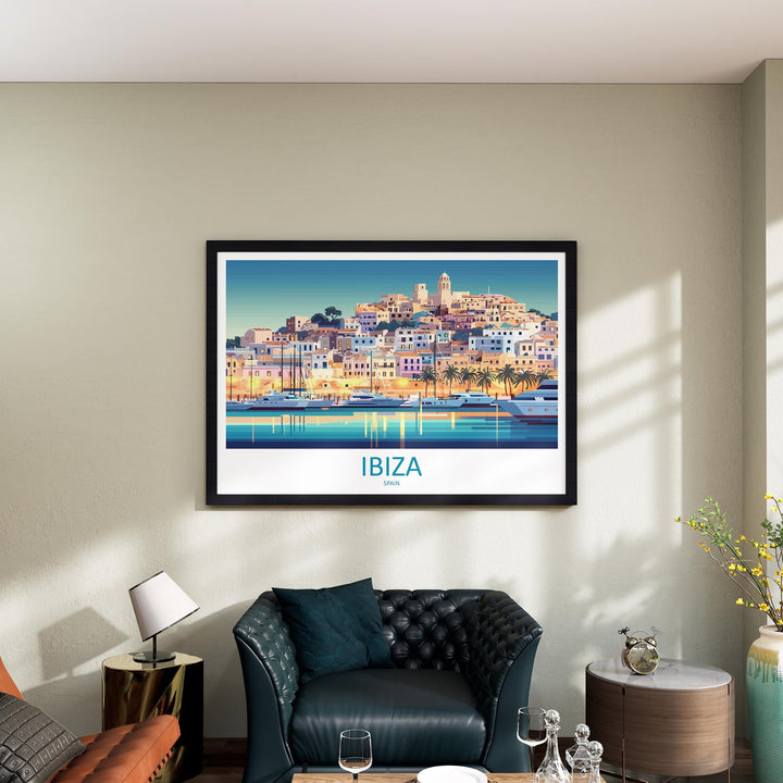 Ibiza Spain Landscape Travel Poster Scenic Island Coast Wall Art Mediterranean Print Europe Decor Sunset Ibiza Cityscape Artwork