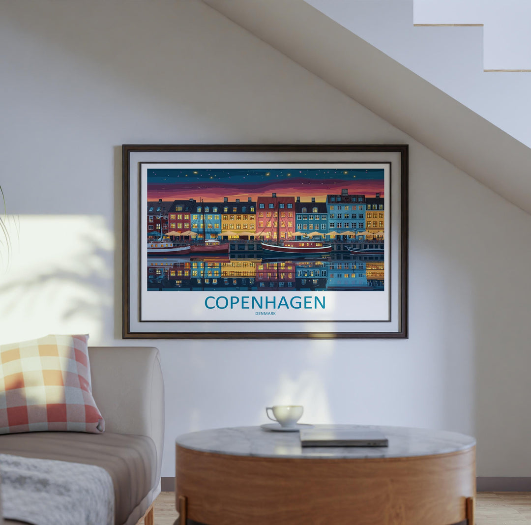 Copenhagen Denmark Landscape Travel Poster Scenic City Wall Art Nordic Architecture Print Europe Decor Colorful Copenhagen Artwork
