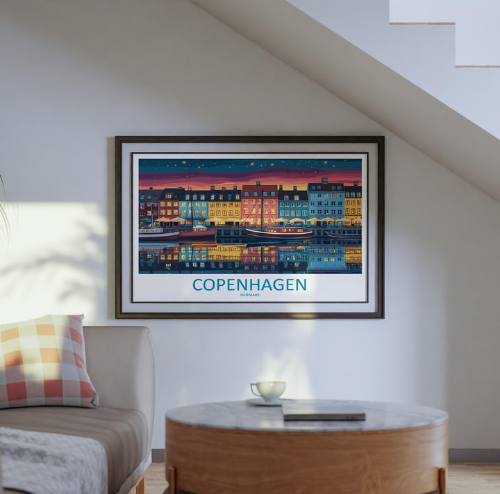 Copenhagen Denmark Landscape Travel Poster Scenic City Wall Art Nordic Architecture Print Europe Decor Colorful Copenhagen Artwork