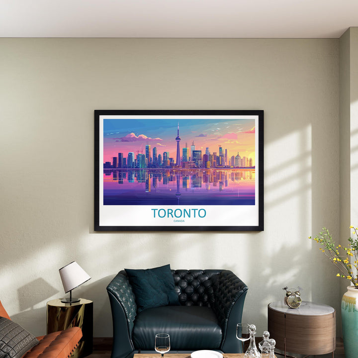Toronto Canada Landscape Travel Poster Scenic City Skyline Wall Art Modern Architecture Print Ontario Decor Toronto Urban Artwork