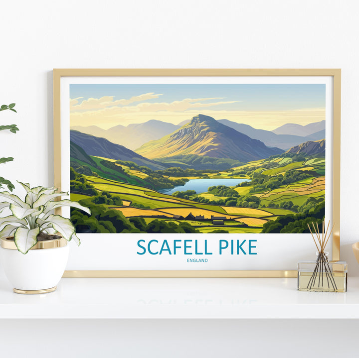 Scafell Pike England Landscape Travel Poster Scenic Mountain Lake District Wall Art UK Nature Print British Peaks Decor Adventure Artwork